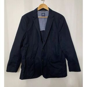 Gap Twill Cotton‎ Blazer Large Navy Blue 2 Button Chore Casual Work Jacket